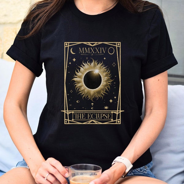 Tarot Card Solar Eclipse 2024 Mystical Shirt Goblincore Shirt Astronomy Best Selling Shirts Path Of Totality Sun Moon Stars