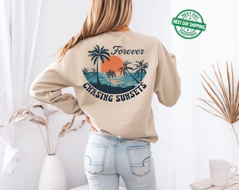 Sunset Sweatshirt - Beach Sweater - Beach Hoodies - Oversized Beachy Crewneck - Coconut Girl Surf Hoodie - Beach Sweatshirt