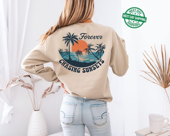 Sunset Sweatshirt - Beach Sweater - Beach Hoodies - Oversized Beachy Crewneck - Coconut Girl Surf Hoodie - Beach Sweatshirt