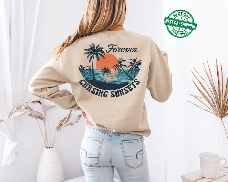 Sunset Sweatshirt - Beach Sweater - Beach Hoodies - Oversized Beachy Crewneck - Coconut Girl Surf Hoodie - Beach Sweatshir