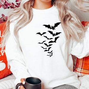 Bat Sweatshirt, Halloween Sweatshirt, Halloween Sweater, Bat Shirt for Women, Fall Crewneck, Minimalistic Fall Sweatshirt