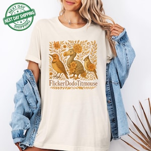 Anti Maga Bird Shirt, Flicker Dodo Titmouse Subtle Fck Trump Shirt, Gift for Democrat, Fck Trump Progressive Liberal Flower Tee, FDT shirt