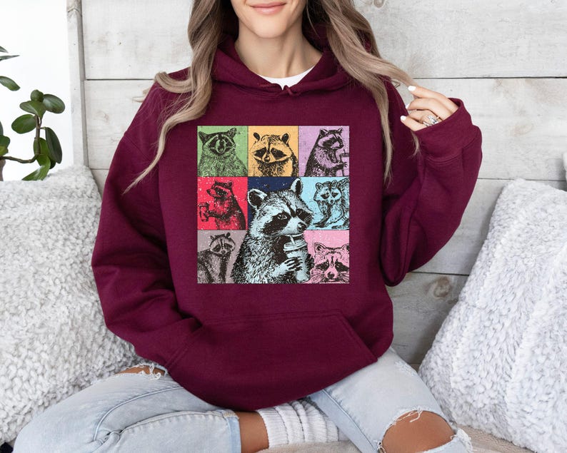 Funny Raccoon Coffee Sweatshirt, Trash Panda Meme Sweater, Cute Animal Humor Hoodie, Sarcastic Coffee Lover Gift, Cozy Fall Top image 4