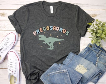 Pregnancy Announcement Shirt for Women, Funny Pregosaurus TShirt for Baby Shower, Funny Gift for Expecting Mom Shirt for Baby Announcement