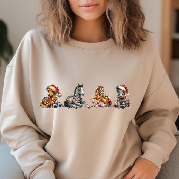 Horse Christmas Sweatshirt, Western Christmas Horse Shirt, Womens Christmas Sweater, Funny Christmas T-shirt, Horse Lover Gift, Holiday Tee