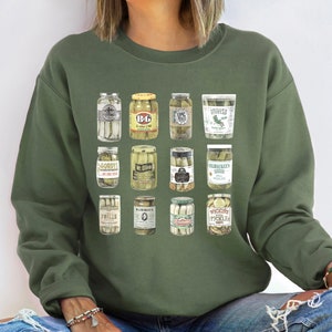 Vintage Canned Pickles Sweatshirt, Canning Season Sweatshirt, Pickle Lovers Sweater, Homemade Pickles Sweater,Pickle Jar Crewneck Sweatshirt