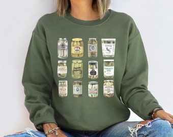 Vintage Canned Pickles Sweatshirt, Canning Season Sweatshirt, Pickle Lovers Sweater, Homemade Pickles Sweater,Pickle Jar Crewneck Sweatshirt