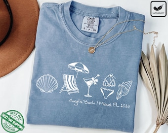 Comfort Colors® Custom Beach Bachelorette Shirt, Coastal Bride Trip Tee, Bikini Shell Cocktail Party T-Shirt
