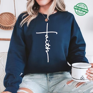 Faith Sweatshirt, Faith Gift, Christian Sweatshirt, Faith Cross Sweatshirt, Christian Gift, Love and Grace Hoodie, Vertical Cross Sweatshirt