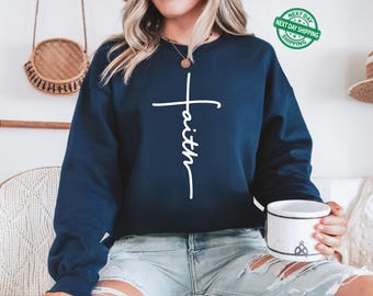 Faith Sweatshirt, Faith Gift, Christian Sweatshirt, Faith Cross Sweatshirt, Christian Gift, Love and Grace Hoodie, Vertical Cross Sweatshirt