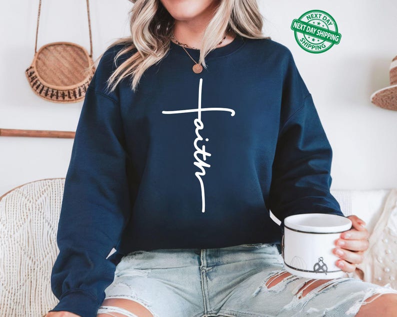 Faith Sweatshirt, Faith Gift, Christian Sweatshirt, Faith Cross Sweatshirt, Christian Gift, Love and Grace Hoodie, Vertical Cross Sweatshirt