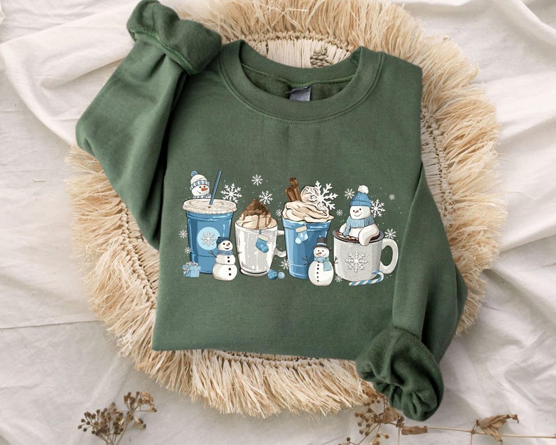Winter Coffee Cups Sweatshirt, Winter Sweatshirt, Cozy Season Sweater, Winter Sweater, Winter Hoodie, Coffee Hoodie, Coffee Lover Gift Bild 3