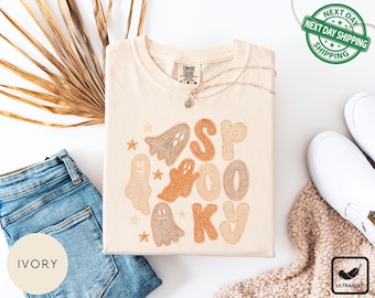 Retro Preppy Ghost Halloween T-Shirt, Cute Spooky Season Tee, Vintage Halloween Graphic Shirt
