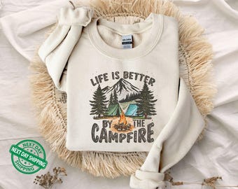 Life is Better by the Campfire Hoodie, Adventure Sweatshirt, Camping Heart Hoodie, Travel Sweatshirt, Adventure Sweatshirt, Gift for Her