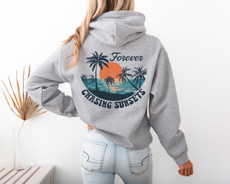 Sunset Sweatshirt - Beach Sweater - Beach Hoodies - Oversized Beachy Crewneck - Coconut Girl Surf Hoodie - Beach Sweatshirt image 2