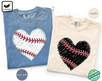 Baseball Distress Heart T-shirt, Retro Baseball Shirt, Baseball Heart Tee