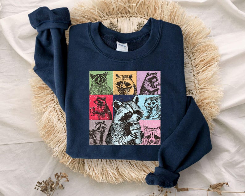 Funny Raccoon Coffee Sweatshirt, Trash Panda Meme Sweater, Cute Animal Humor Hoodie, Sarcastic Coffee Lover Gift, Cozy Fall Top image 3