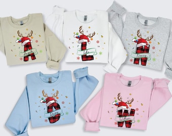 Custom Christmas Alphabet Sweatshirt, Personalized Letter Sweatshirt, Holiday Name Gift for Kids and Family