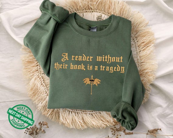 Faux Embroidered Dragon Rider Sweatshirt, Reader Without Their Book Sweatshirt, Bookish Sweater, Fourth Wing Sweater, Book Lovers Hoodie