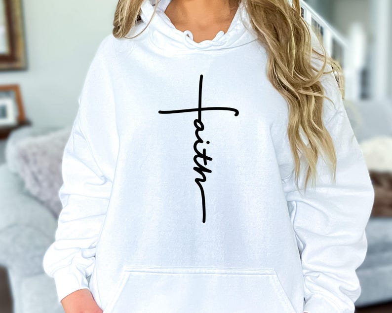 Faith Sweatshirt, Faith Gift, Christian Sweatshirt, Faith Cross Sweatshirt, Christian Gift, Love and Grace Hoodie, Vertical Cross Sweatshirt image 6