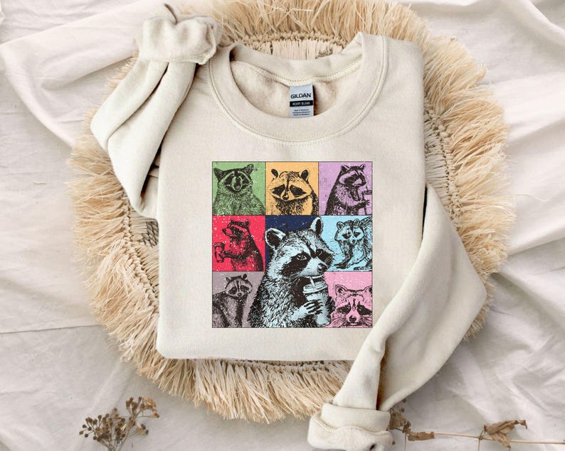 Funny Raccoon Coffee Sweatshirt, Trash Panda Meme Sweater, Cute Animal Humor Hoodie, Sarcastic Coffee Lover Gift, Cozy Fall Top image 2
