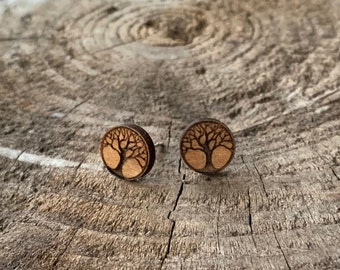 Wooden Earrings, Laser Cut, Jewelry, Gift for Her, Solid Wood, Alder