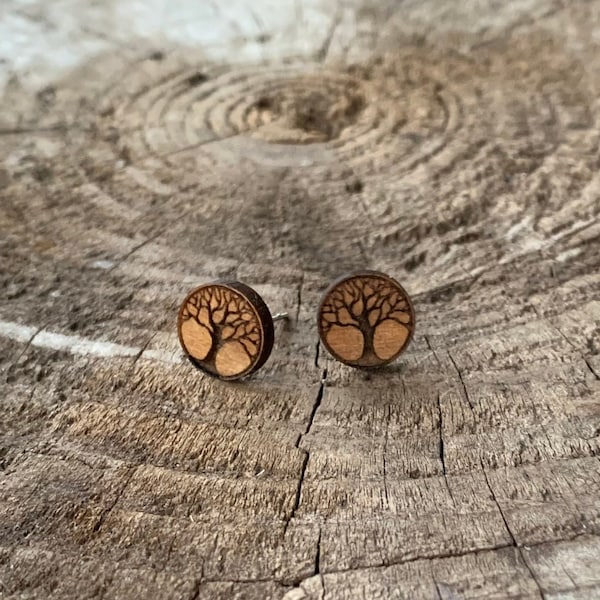 Wooden Earrings, Laser Cut, Jewelry, Gift for Her, Solid Wood, Alder