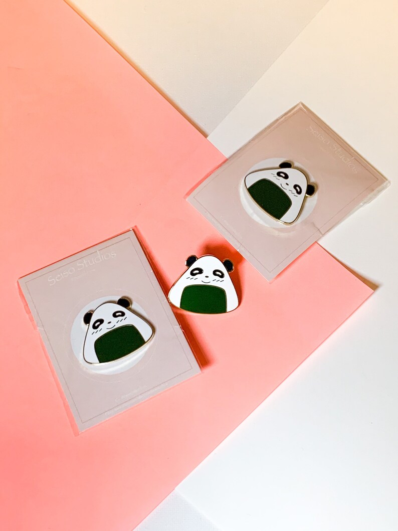 Kawaii Pins Kawaii Accessories Pin Badge Panda Onigiri Enamel Pin Hard Enamel Pin Kawaii Treats Cute