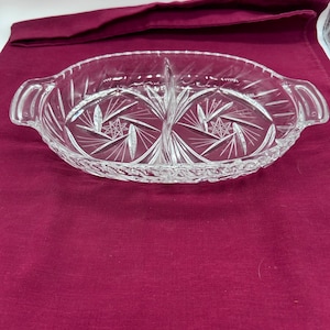 Vintage crystal divided serving dish