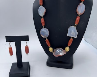 Agate necklace and earring set