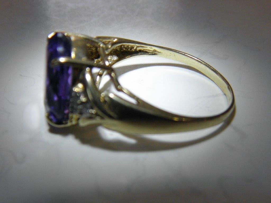 14K gold ring purple stone | Etsy