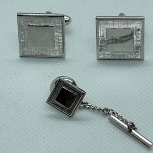 Anson sterling cuff link, tie clip set