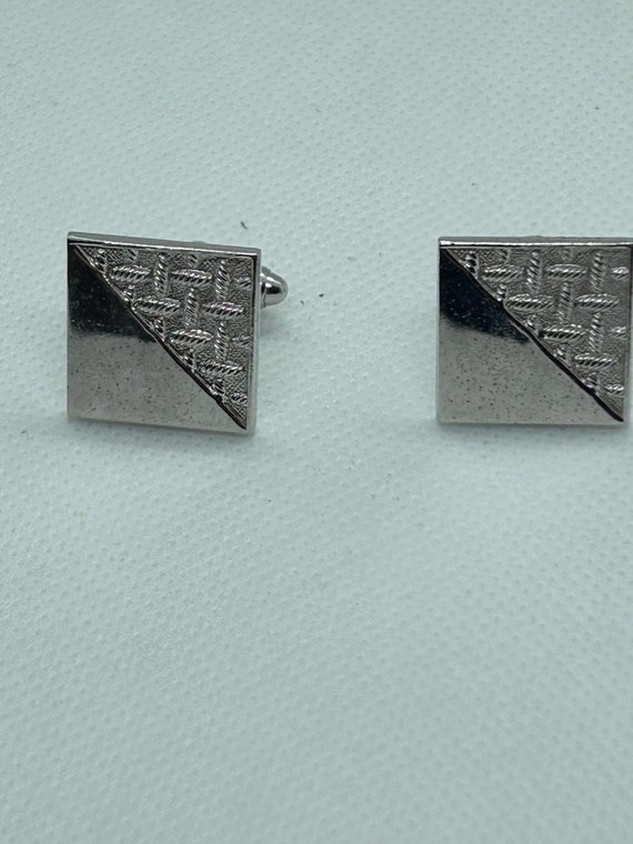 Anson sterling cuff link, tie clip set - image 2