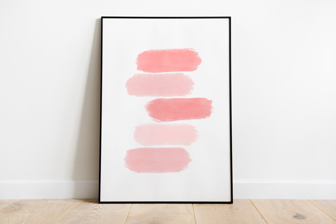 Pink Set of 3 wall art blush pink printable Abstract