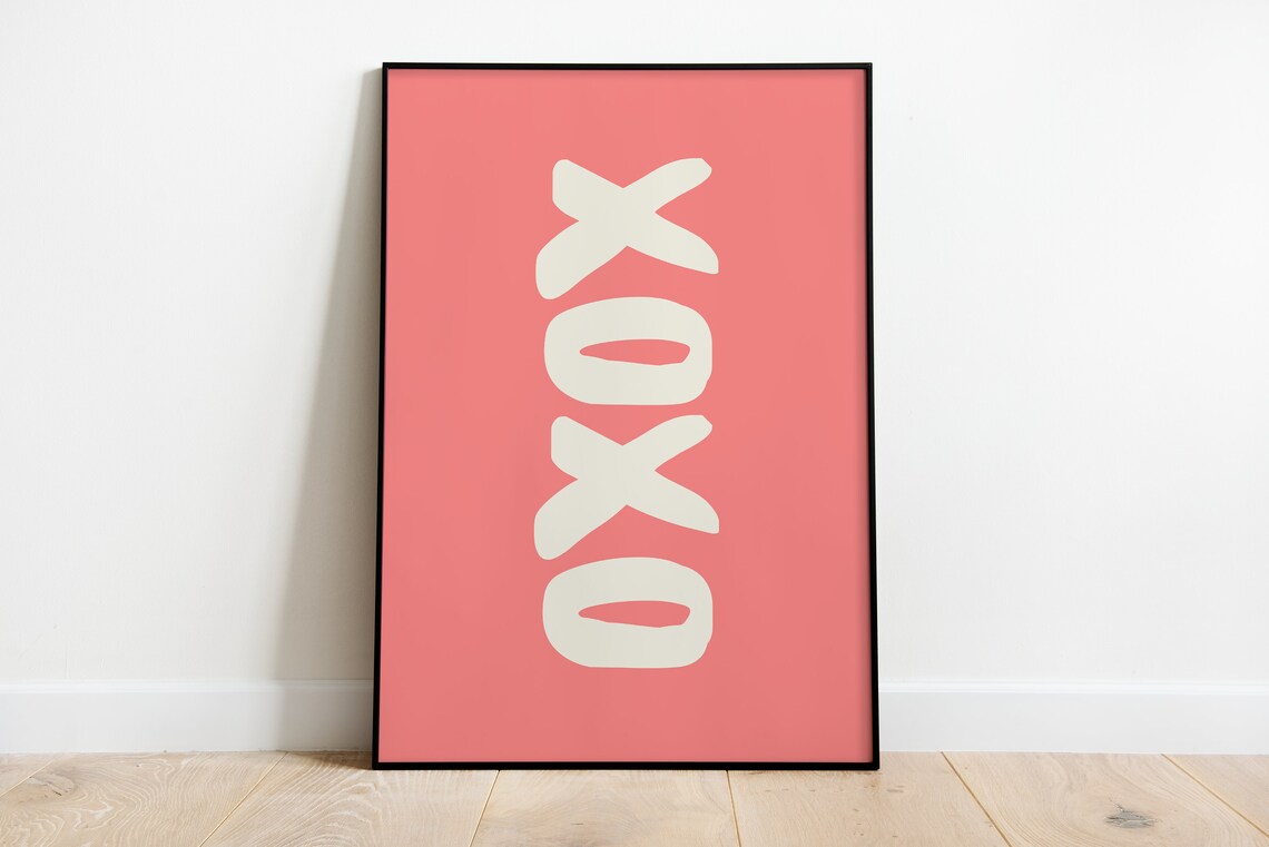 XOXO Print wall art Pink XOXO Printable Lovely print Pink Etsy
