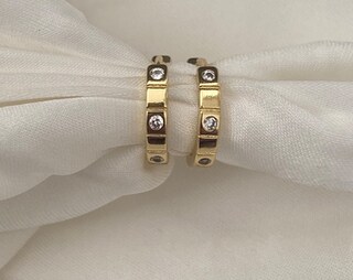 Orecchini Cerchio Oro 6mm Zircone Verde Placcati 14k Anallergici Donna
