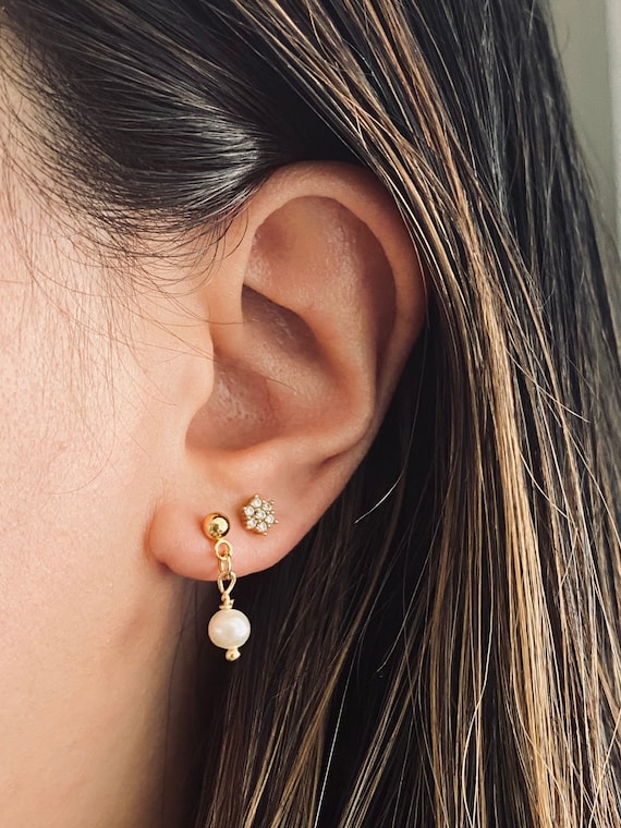 Boucles D'oreilles Pendantes Boules 10MM Plaqué Or 18 Carats - Neuf Avec étiquettes Bijouxia
