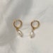 Stunning Handmade 18K Gold Plated Authentic Freshwater Baroque Rice Oval Pearl Drop Huggie Sleeper Hoop Earrings 