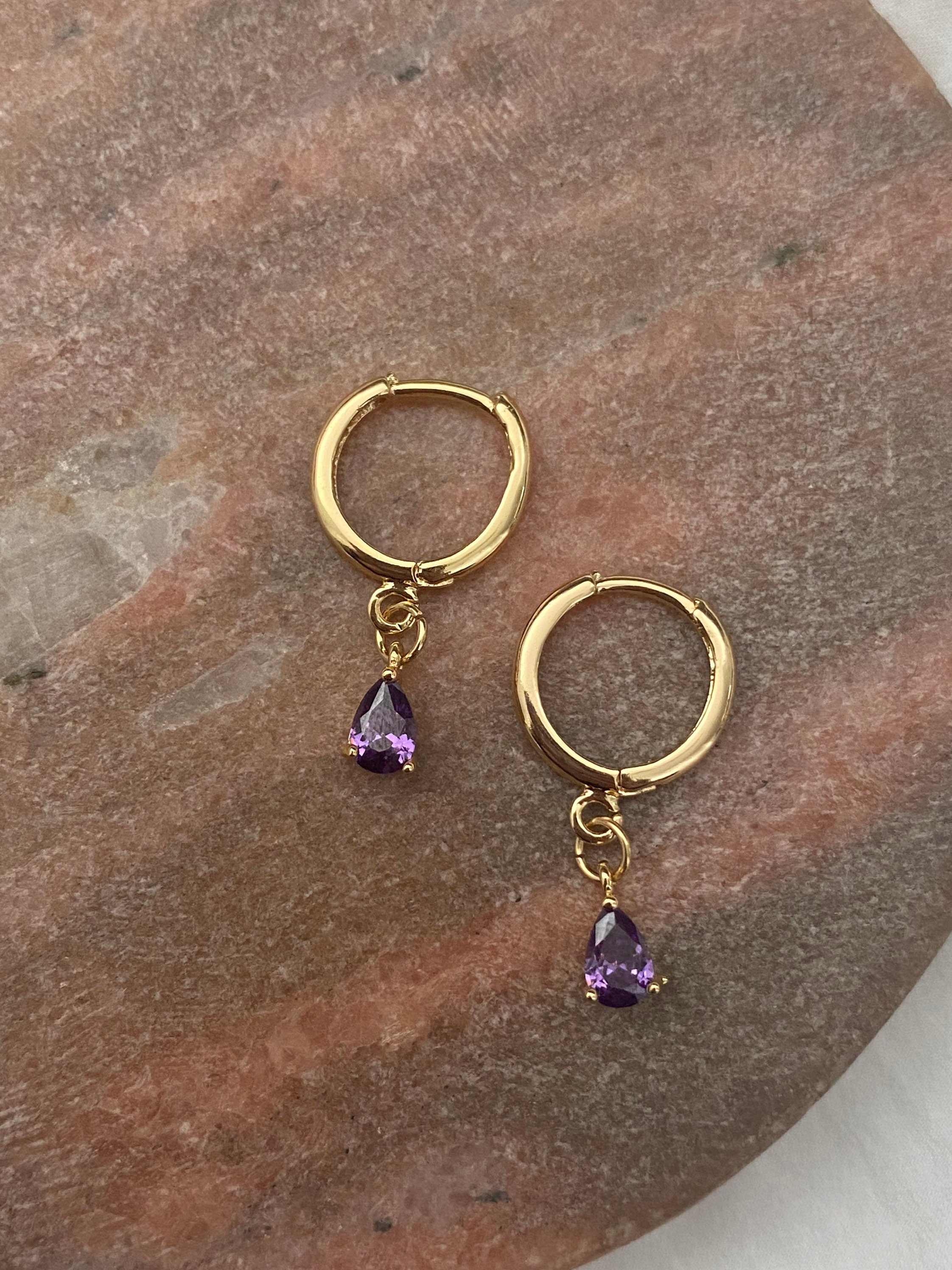 Gold and Purple Handmade Dangle Earrings All That Glitters