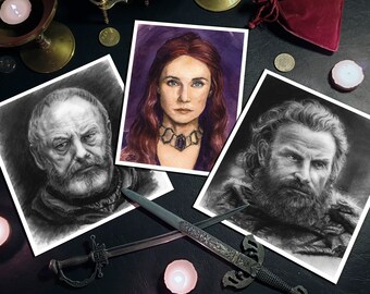 Set of 3 GOT art prints -davos-melisandre-tormund- game of thrones inspired illustrations