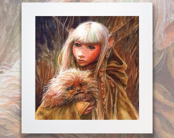 Lámina de Kira con fizzgig - Kira Cristal Oscuro - Ilustración Kira y fizzgig