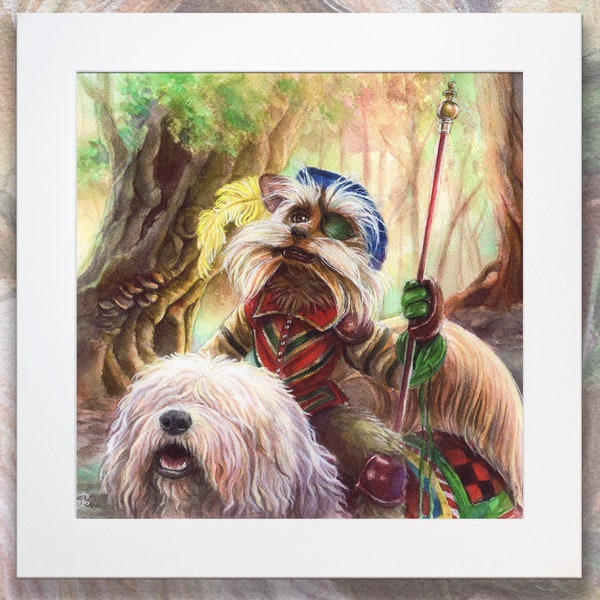 Sir Didymus art print - Sir Didymus and Ambrosius watercolor print - labyrinth Sir Didymus artwork