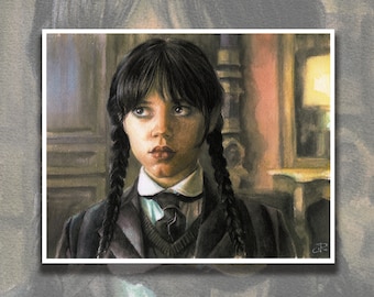 wedenesday watercolor print - wednesday artwork - wednesday addams art