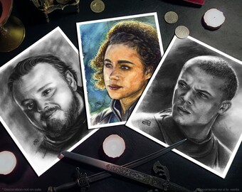 Set of 3 GOT art prints -sam-missandei-greyworm- game of thrones inspired illustrations
