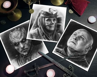 Set of 3 GOT art prints -nightking-olenna-varys- game of thrones inspired illustrations