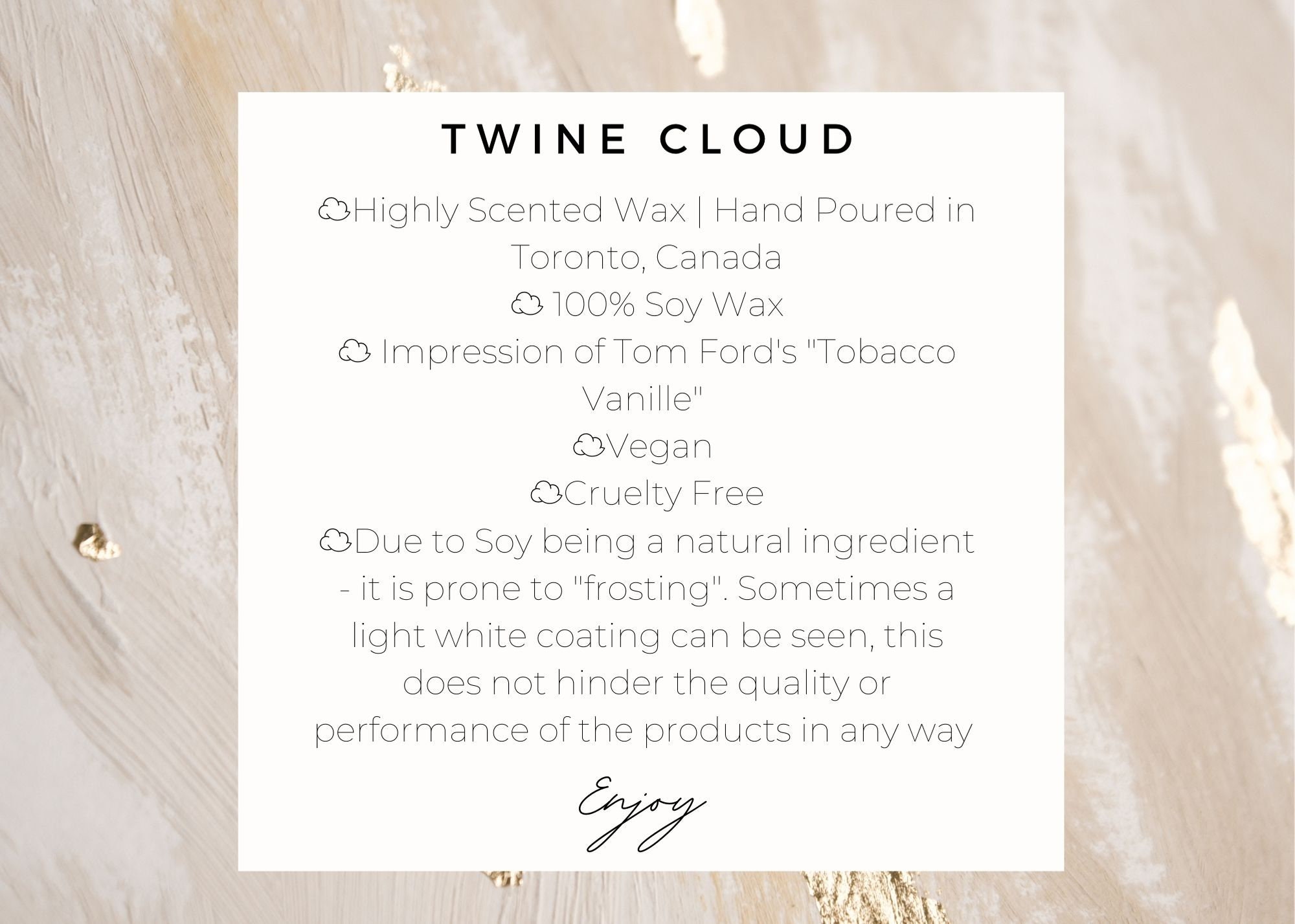 Soy Wax Melt Vanilla Cigar - Tom Ford Tobacco Vanille Impression
