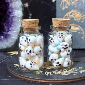 Ghosts in a Jar – 20ml | Clay Ghosts | Pet Ghost in Bottle, Spooky Gift, Polymer Clay Ghost, Miniature Ghost, Cute Small Gift