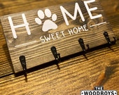 Dog Paw Home sweet Home key holder for wall -Dog leash holder. -Hanger- Entry Piece Decorative Frame. Sports decoration.