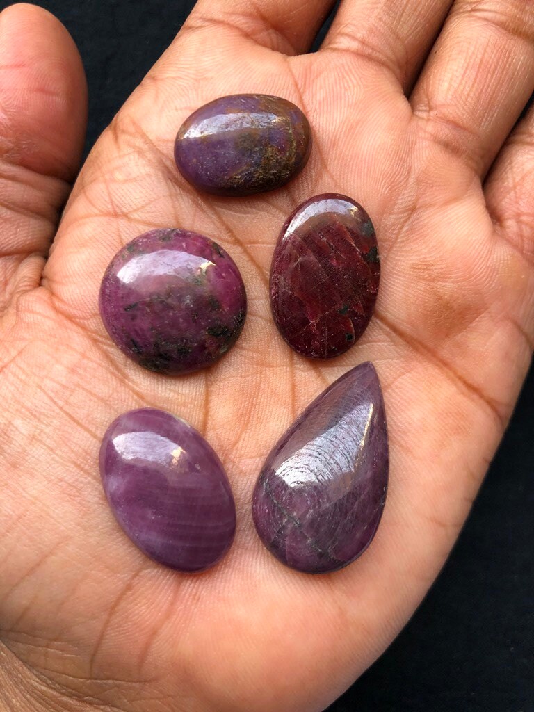 Ruby Cabochon 5 Pieces Size 33-21 MM Approximately | Etsy