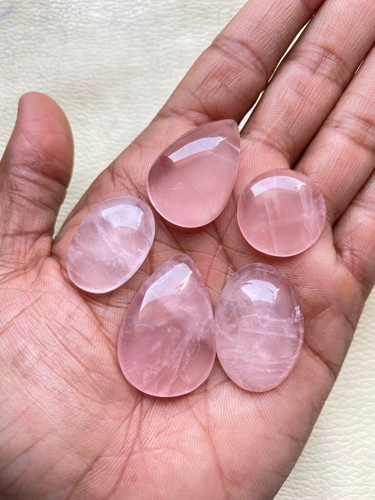 Rose Quartz Cabochon 5 Pieces Size 3422 MM Approximately Etsy